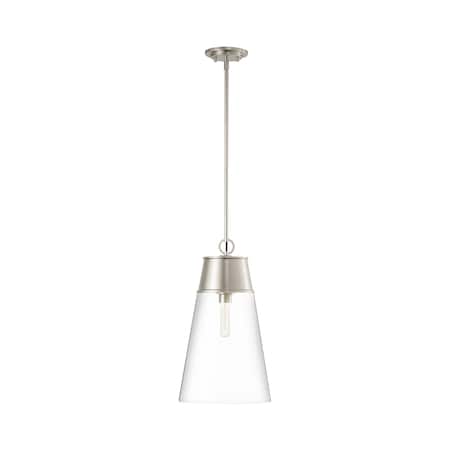 Z-Lite Wentworth 1 Light Pendant, Brushed Nickel & Clear 2300P12-BN